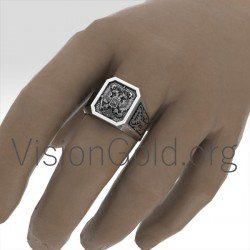 Anillo de Plata Hombre con Águila Bicéfala y San Jorge 0199