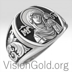 Silver Virgin Mary Ring|Mary Jesus Men Ring|Signet Religious Ring|Oval Christian Ring Sterling Silver Christian Accessory 0203