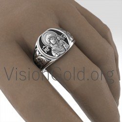 Único Anillo Cristiano Hecho A Mano Con Virgen María Y Jesús 0203