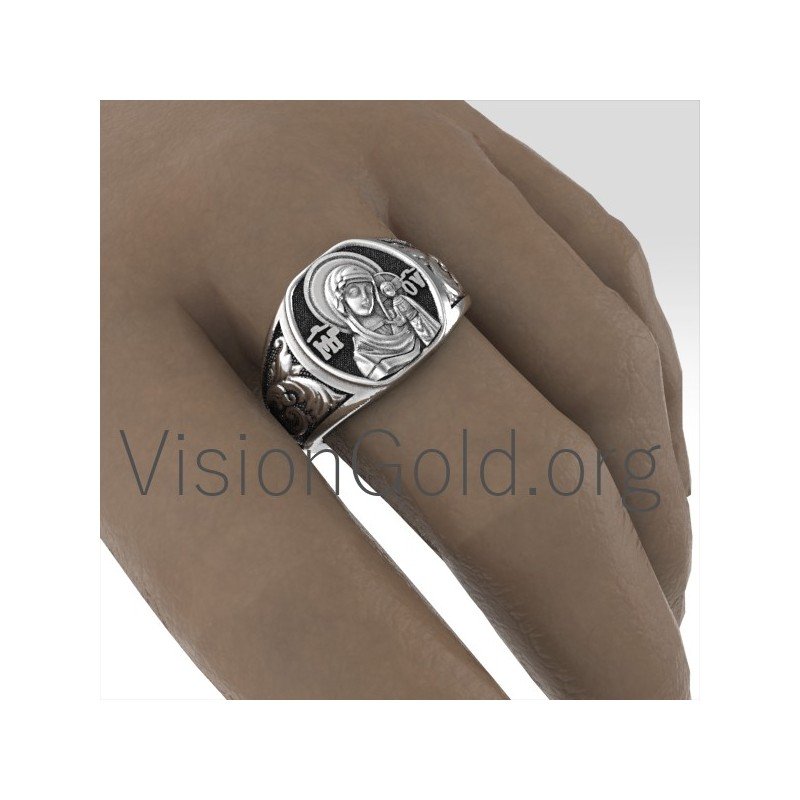 Único Anillo Cristiano Hecho A Mano Con Virgen María Y Jesús 0203