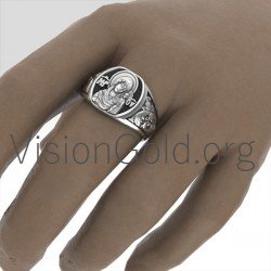 Único Anillo Cristiano Hecho A Mano Con Virgen María Y Jesús 0203