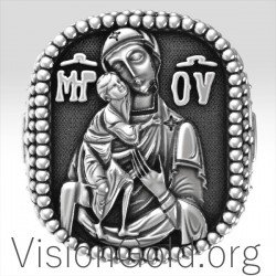 Христианское кольцо ручной работы высшего качества из стерлингового серебра 925 пробы с Девой Марией и Иисусом 0205