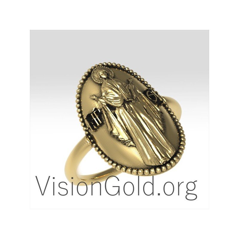 Sterling Silver Ring With Miraculous Medal - Virgin Mary