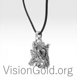 Ανδρικο Κοσμημα Μενταγιον- Κολιε Ασημενιο Χειροποιητο 925 Με