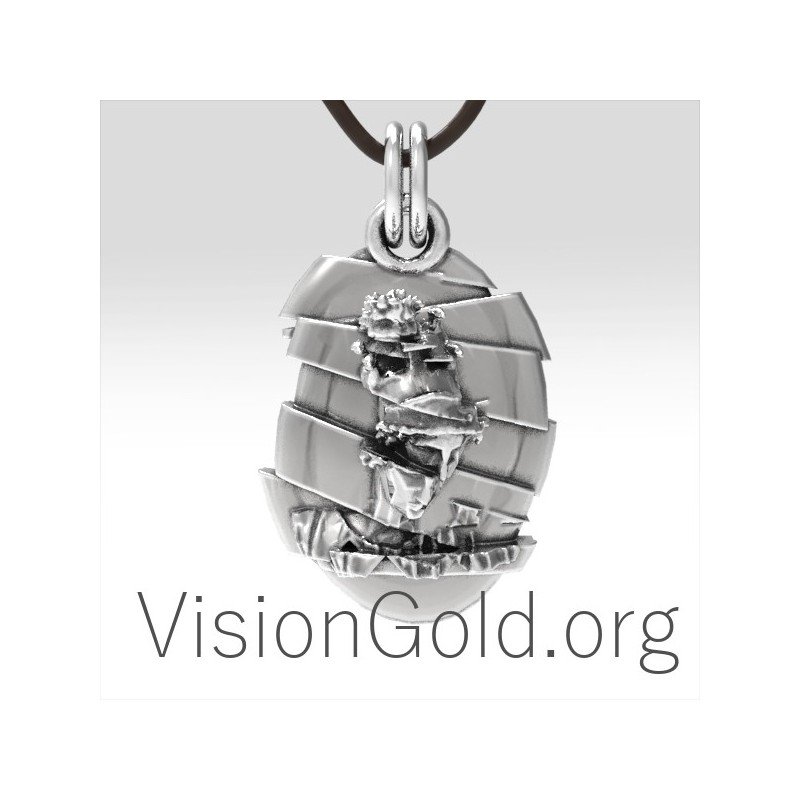 Художественное серебро ручной работы 925 мужские украшения древнегреческий воин кулон ожерелье 0032