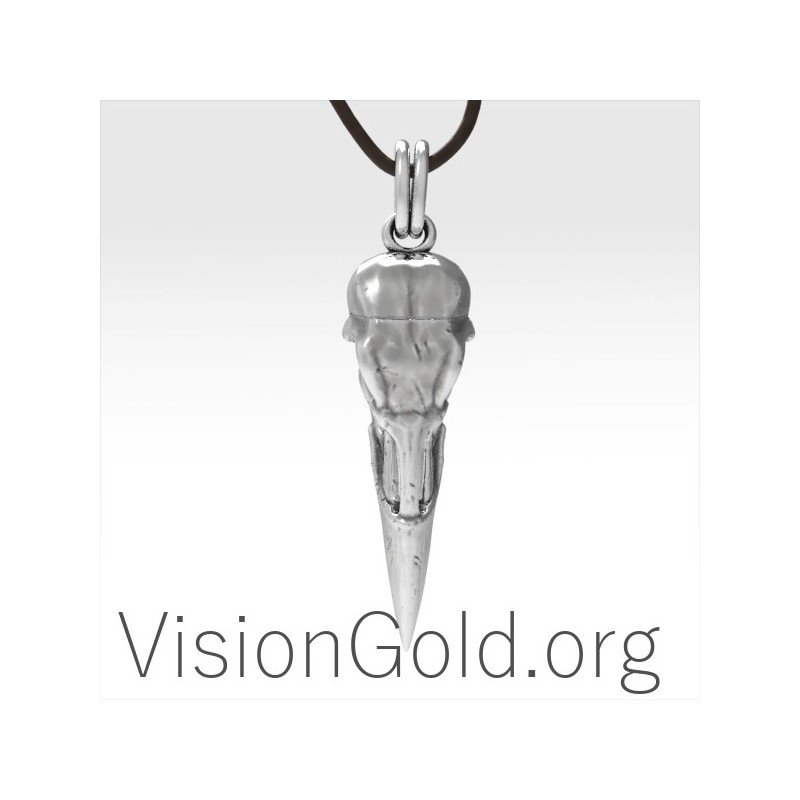 Gothic Ανδρικο Κοσμημα Για Το Λαιμο Χειροποιητο Σε Ασημι 925 Κορακι 0038