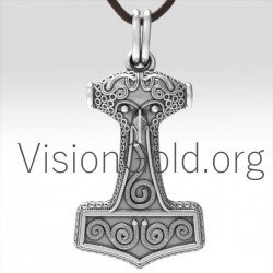 Sterling silver Thor Hammer necklace, Celtic Protection Men's necklace. Celtic Knot Thor hammer 0039