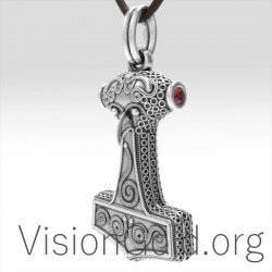 Sterling silver Thor Hammer necklace, Celtic Protection Men's necklace. Celtic Knot Thor hammer 0039