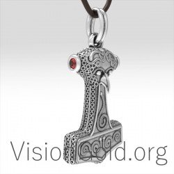 Sterling silver Thor Hammer necklace, Celtic Protection Men's necklace. Celtic Knot Thor hammer 0039