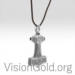 Sterling silver Thor Hammer necklace, Celtic Protection Men's necklace. Celtic Knot Thor hammer 0039