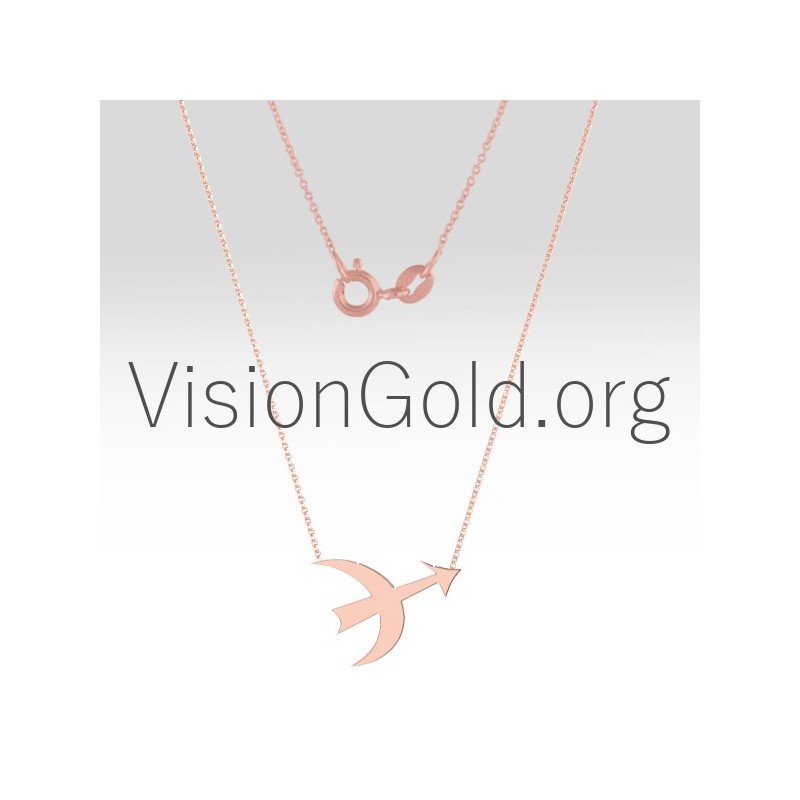 Γυναικειο Κολιε Λαιμου Ζωδιο Τοξοτης Χρυσο 14Κ Η Ασημι