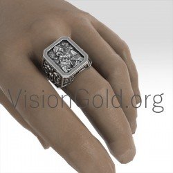 Anillo de hombre único hecho a mano en plata 925