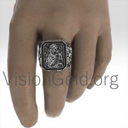 Vintage Mens Jesus Ring,Religious Silver Ring,Christian