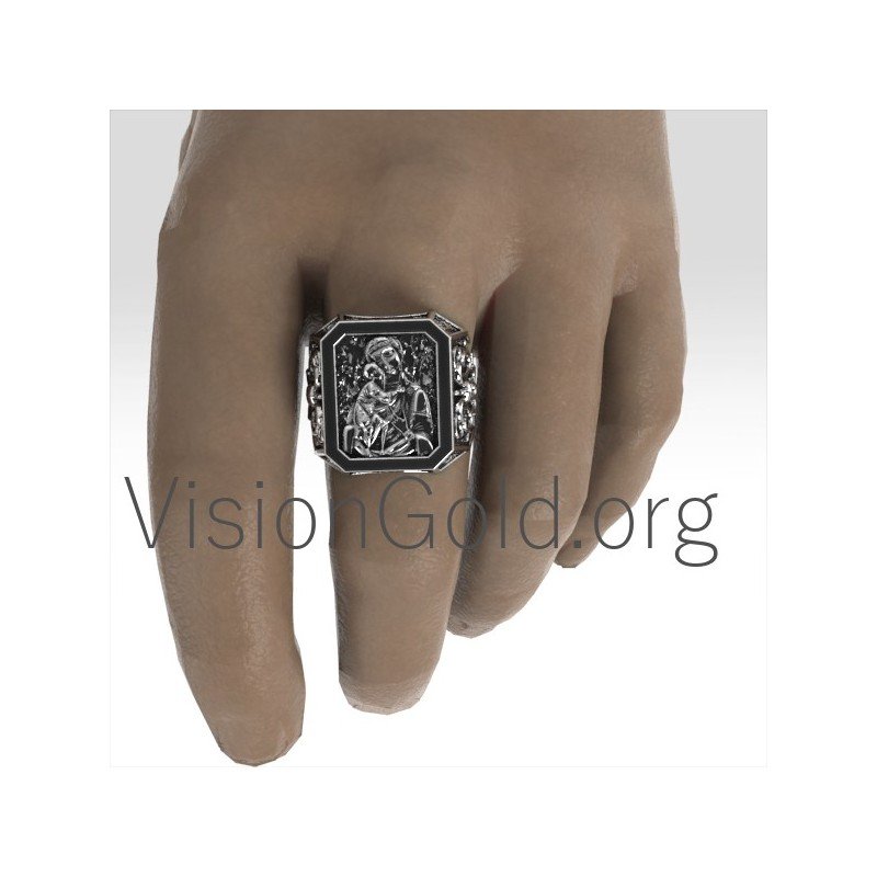 Vintage Mens Jesus Ring,Religious Silver Ring,Christian