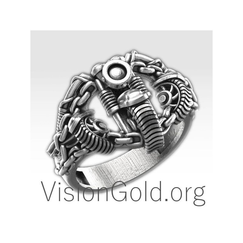 Mens Silver Ring Pinky Ring Men's Jewelry Men's Motor Ring