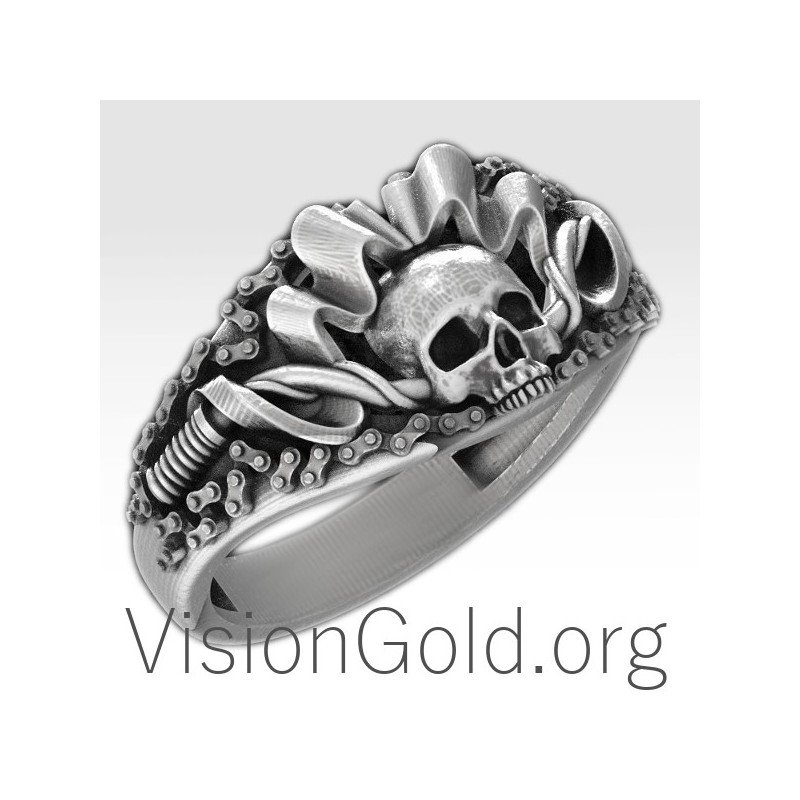 Anillo de hombre, anillo de calavera de hombre, anillo de hombre barato, joyería de hombre 0215