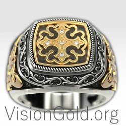 Silver Cross Signet Ring, Knights Ring Vintage Simple Chevalier Gothic Signet Minimalist Ring Orthodox Ring 0217
