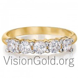 Σειρε Δαχτυλιδι Με Πεντε Πετρες Λευκοχρυσο, Κιτρινο Χρυσο, Ροζ