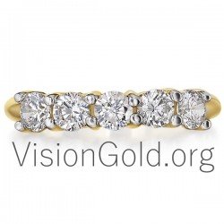 Σειρε Δαχτυλιδι Με Πεντε Πετρες Λευκοχρυσο, Κιτρινο Χρυσο, Ροζ