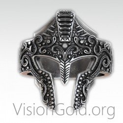 Κορυφαιο Ανδρικο Δαχτυλιδι Αρχαια Σπαρτιατικη Περικεφαλαια