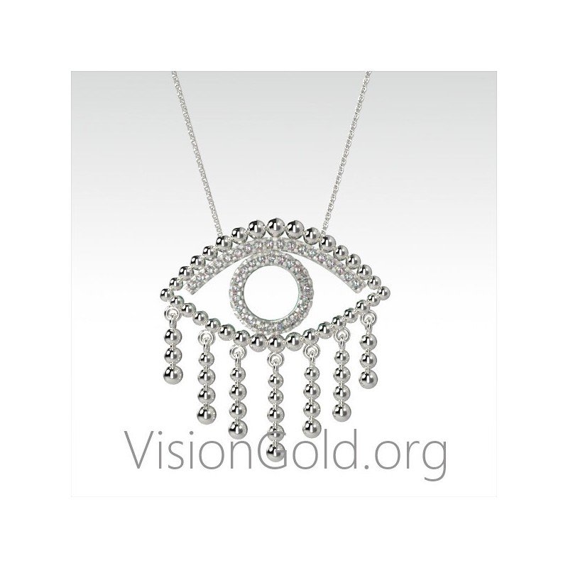 Πανεμορφο Υψηλης Ποιοτητας Γυναικειο Κολιε Με Ματακι Σε Χρυσο