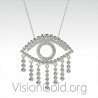 14k Gold Diamond Evil Eye Necklace-18k Gold Necklace-Diamond