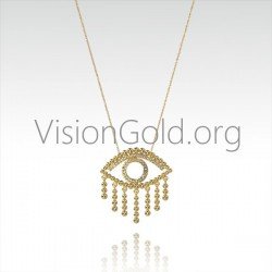 Hermoso collar de ojo de mujer de alta calidad en oro