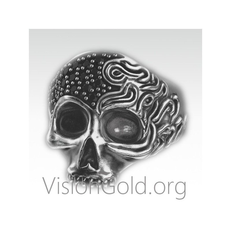 Silver Skull Ring, Silver Men'S Rings, Biker Ring, 925 Sterling