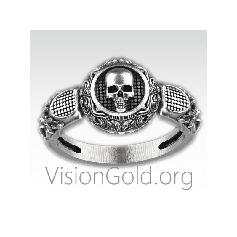 Silver Skull Ring Mens Silver Skull Ring Pinky Ring Signet Ring