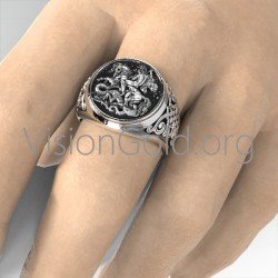 NEW UPDATED!!!Sterling Silver Saint George Ring Mens Signet