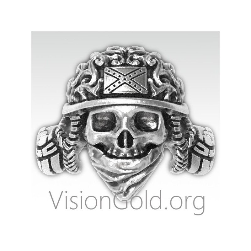 Anillo de calavera para hombre con tallas especiales de aspecto salvaje