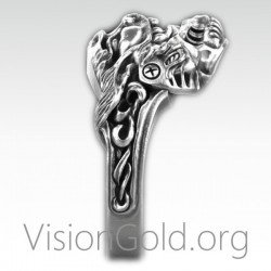 Gothic-Punk-Rock Ασημενιο Ανδρικο Δαχτυλιδι-Ανδρικα Κοσμηματα-