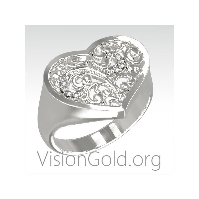 Anillo de corazón de oro - Anillo de corazón de mujer - Anillos de mujer