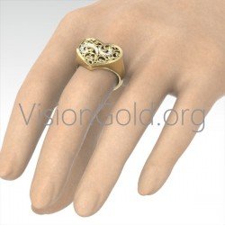 Anillo de corazón de oro - Anillo de corazón de mujer - Anillos de mujer