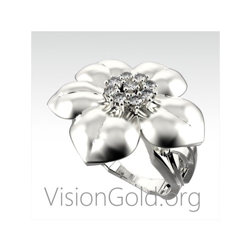 Γυναικειο Δαχτυλιδι Λουλουδι- Γυναικεια Δαχτυλιδια- Ασημενια