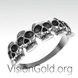 Anillo Calavera Plata Unisex En Diseño Vintage 0726