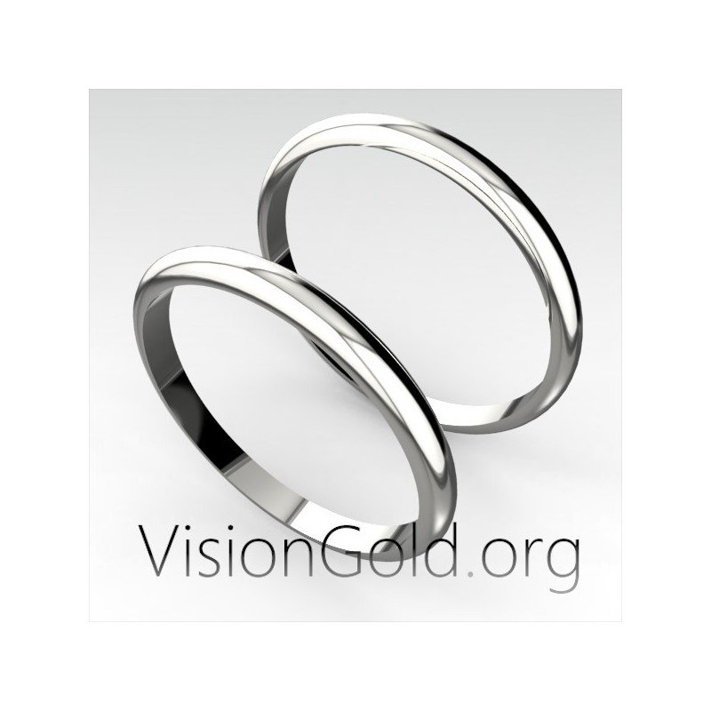 Классические обручальные кольца 2 мм из белого золота, желтого золота или розы