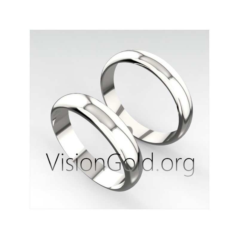 Beautiful Wedding Bands In Classic Curved Design 4Mm Wide