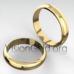 Anillos De Compromiso En Diseño Curvo Clásico 4 Mm De Ancho Oro Blanco- Oro Amarillo- Oro Rosa 0027