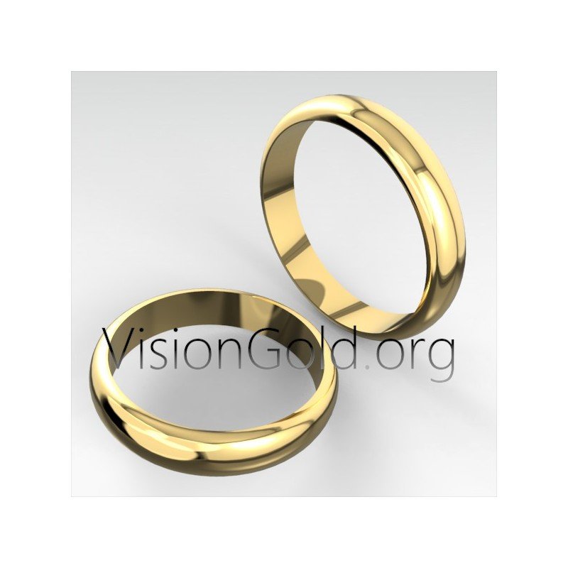 Anillos De Compromiso En Diseño Curvo Clásico 4 Mm De Ancho Oro Blanco- Oro Amarillo- Oro Rosa 0027