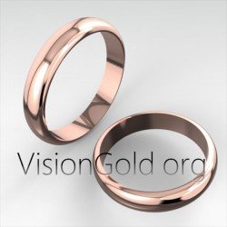 Anillos De Compromiso En Diseño Curvo Clásico 4 Mm De Ancho Oro Blanco- Oro Amarillo- Oro Rosa 0027