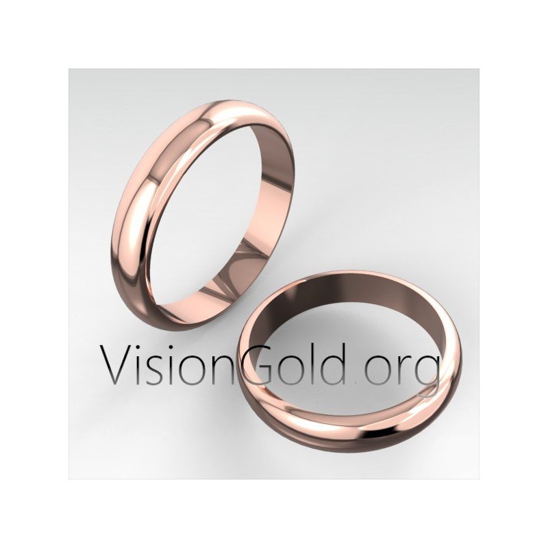 Anillos De Compromiso En Diseño Curvo Clásico 4 Mm De Ancho Oro Blanco- Oro Amarillo- Oro Rosa 0027