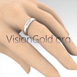 Anillos De Compromiso En Diseño Curvo Clásico 4 Mm De Ancho Oro Blanco- Oro Amarillo- Oro Rosa 0027