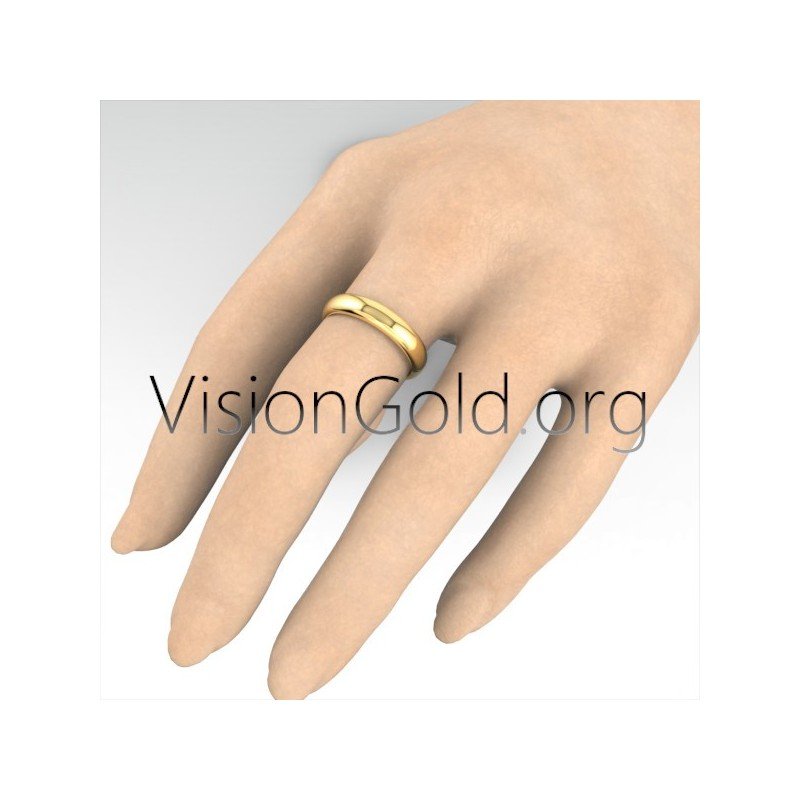 Anillos De Compromiso En Diseño Curvo Clásico 4 Mm De Ancho Oro Blanco- Oro Amarillo- Oro Rosa 0027