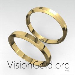 Обручальные кольца ручной работы классического граненого дизайна шириной 3 мм 0029