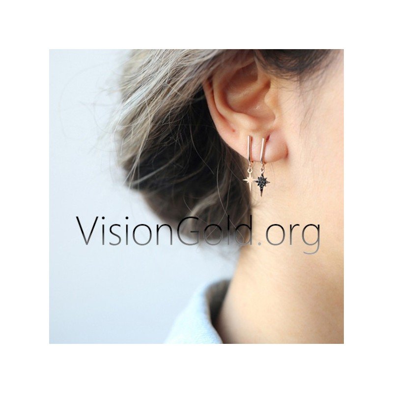 Aretes Doble Cruz En Plata 925 O Oro 9 Quilates 0138