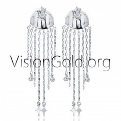 Fashion Girly Ohrringe mit Anhänger und Kreuzen in Silber 925