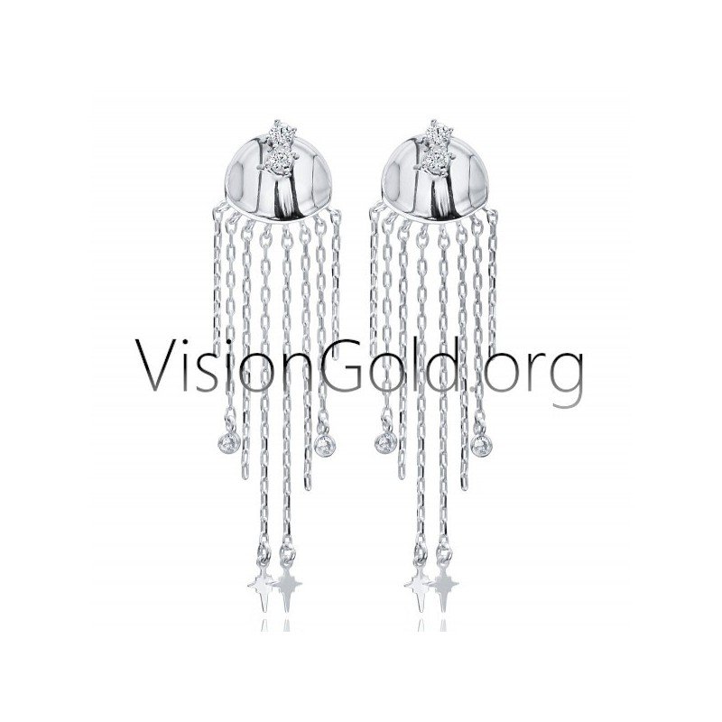 Fashion Girly Ohrringe mit Anhänger und Kreuzen in Silber 925