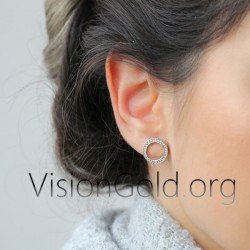 Pendientes Mujer Aro - Círculos Con Zirconia Pendientes Skroutz 0141