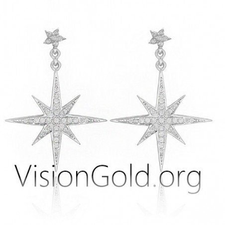 Women's Earrings With Zircon Stones - Silver Dangling Earrings - Gold Earrings 0145